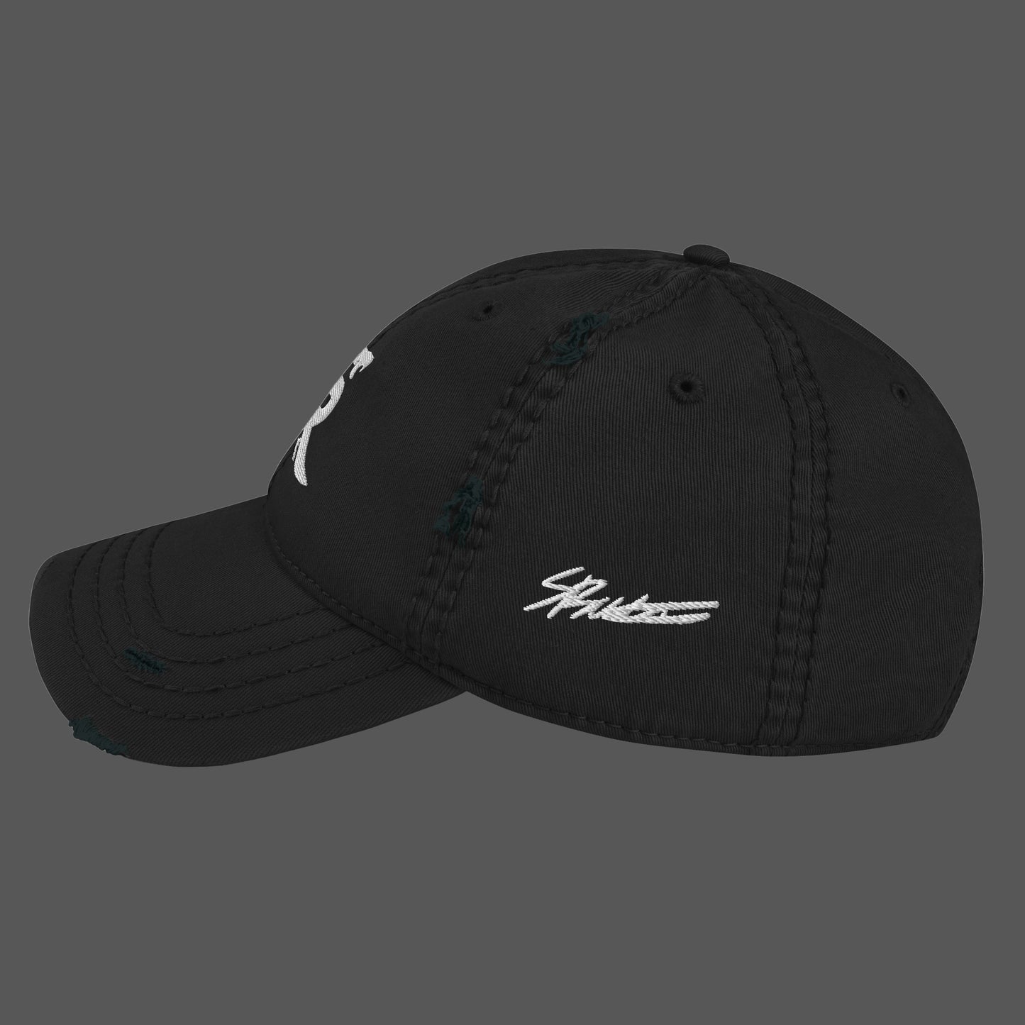 Embroidered Brand Logo Ripped Hat